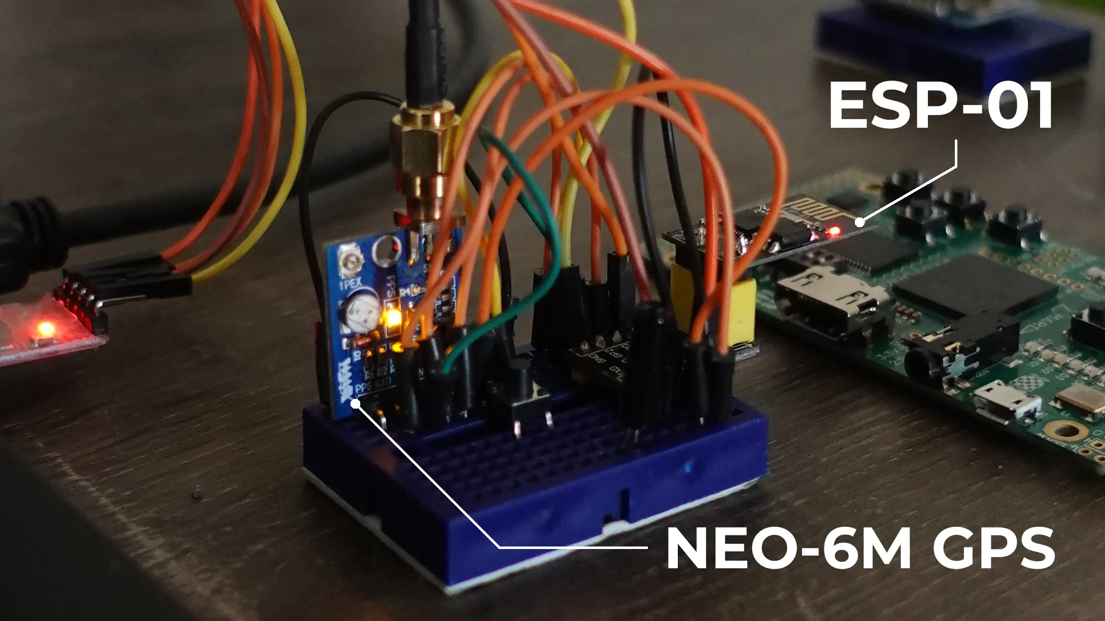 DNS DriveBy breadboard prototype with ESP8266 and NEO-6M GPS